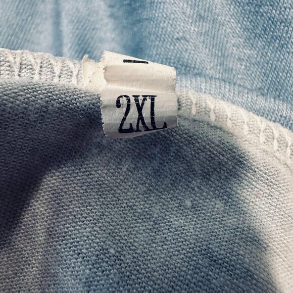 Womens Size 2XL Tee Top with Giraffe Front Graphics Blue Short Sleeves Stretch - Picture 3 of 8